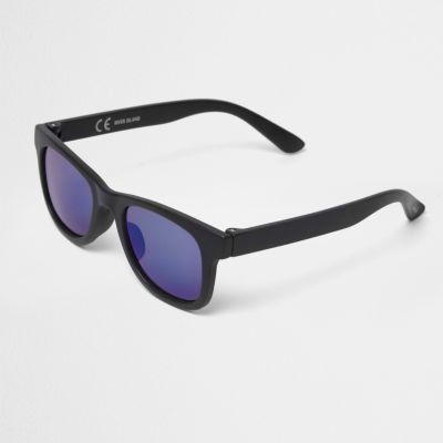 Boys black blue mirror lens retro sunglasses